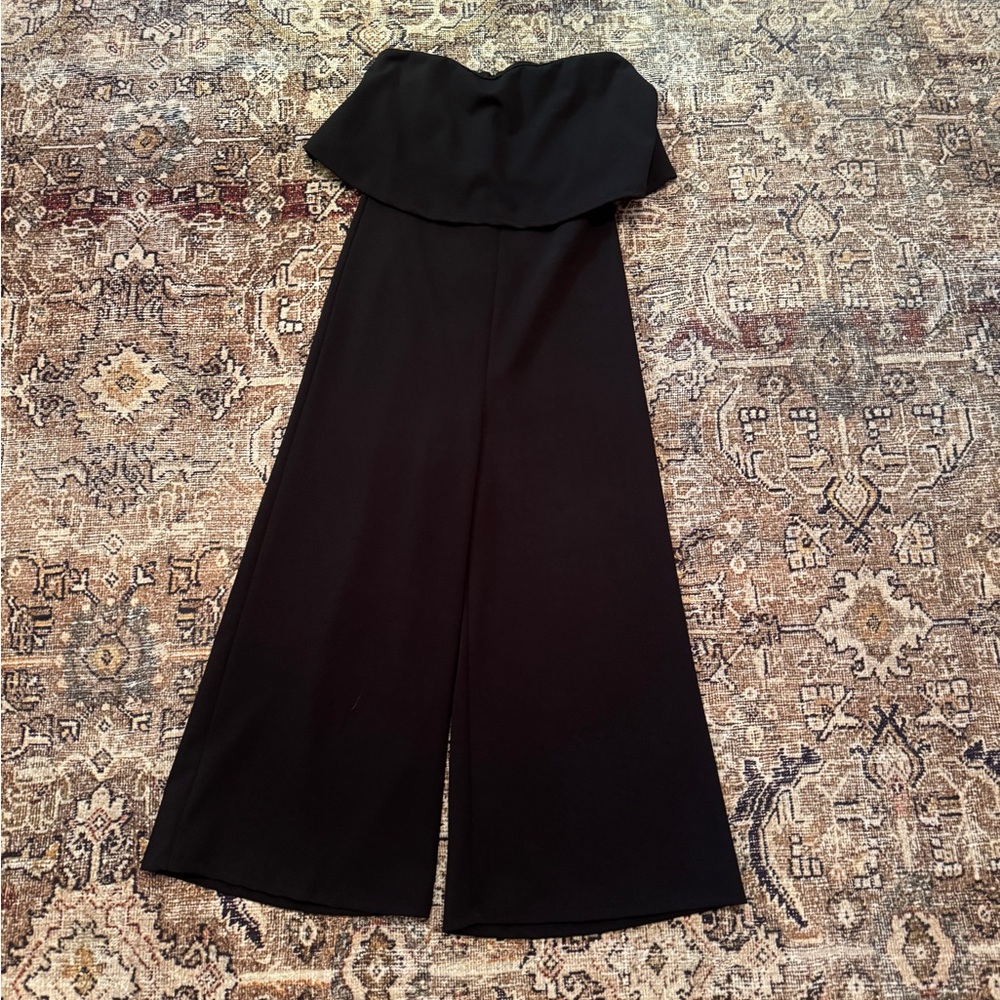 BlueBlush Black Strapless Flounce Top Jumpsuit - Size S Worn Once